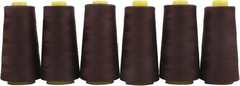 AMOHilos Polyester Sewing Thread All Purpose Knotless 40S/2 (Tex27) 6 Cones of 2750 Yards Each Spool Thread Total 16500 Yards for Serger Sewing Machine Quilting Piecing Hand Stitching (Chocolate) - Image 1